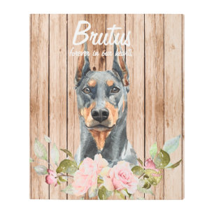 Impresión En Metal Acuarela Doberman y monumento a las flores