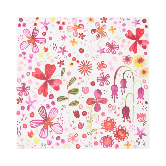 Impresión En Metal Acuarela floral moderna (Anverso)