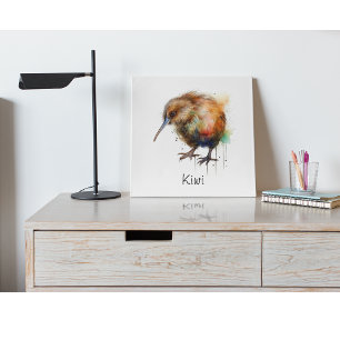 Impresión En Metal Acuarela Kiwi de Nueva Zelanda
