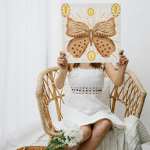 Acuarela Marrón Mariposa Sol Acentos Celestes