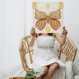 Impresión En Metal Acuarela Marrón Mariposa Sol Acentos Celestes