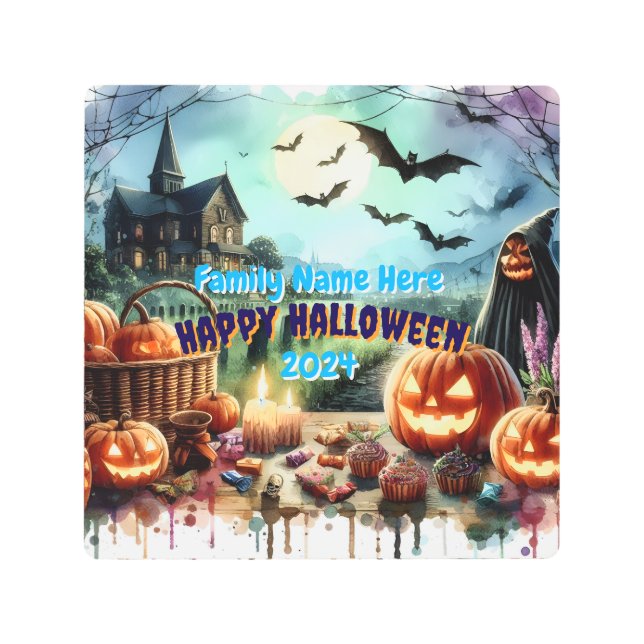 Impresión En Metal Acuarela nocturna de Eerie Halloween (Anverso)