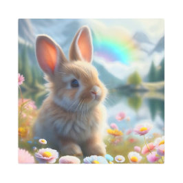 Impresión En Metal Adorable conejo en un lago encantado