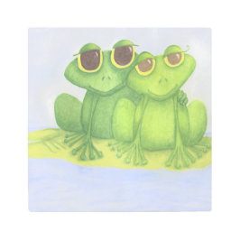 Impresión En Metal Adorable Frog Lovers