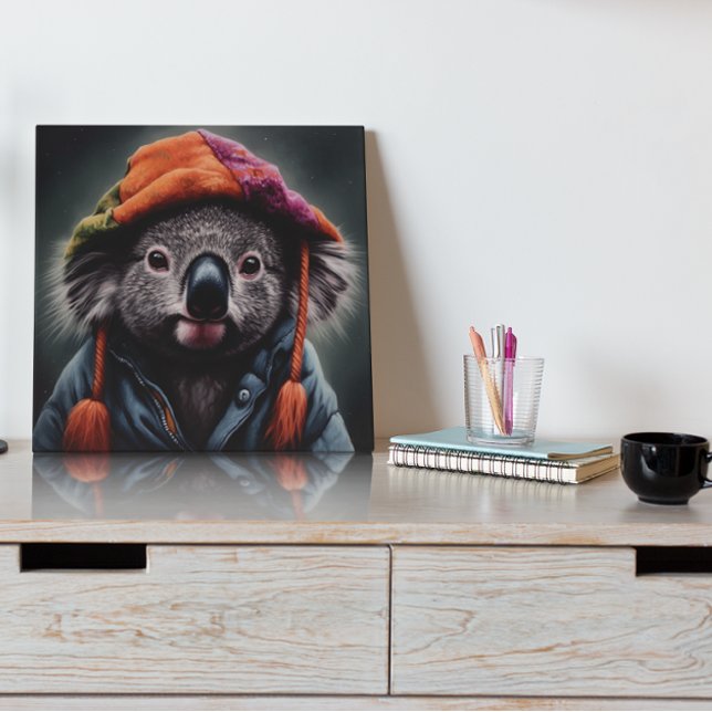 Impresión En Metal Adorable koala usando un lindo gorra (Subido por el creador)