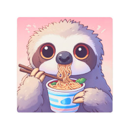 Impresión En Metal Adorable Sloth Comating Ramen