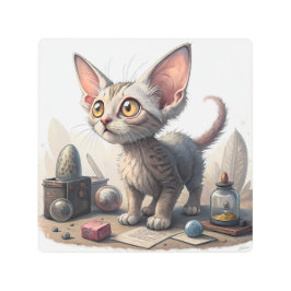 Impresión En Metal Adorable Weird Cat with Big Eyes