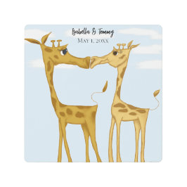 Impresión En Metal Adorables amantes de la jirafa