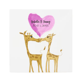 Impresión En Metal Adorables amantes de la jirafa