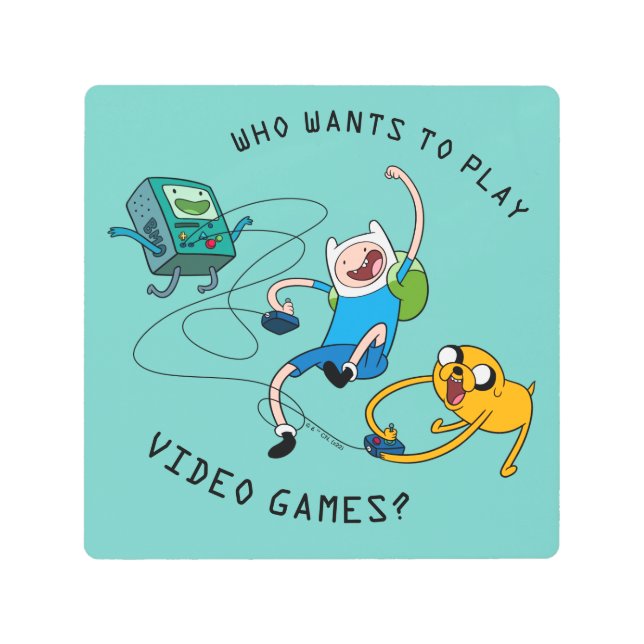 Impresión En Metal Adventure Time | Finn & Jake Play With BMO (Anverso)