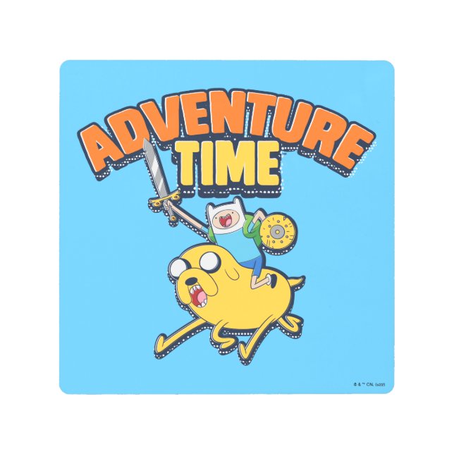 Impresión En Metal Adventure Time | Finn Riding Jake (Anverso)