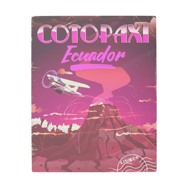 Impresión En Metal Afiche de viaje de Cotopaxi, Ecuador AIR MAIL (Anverso)