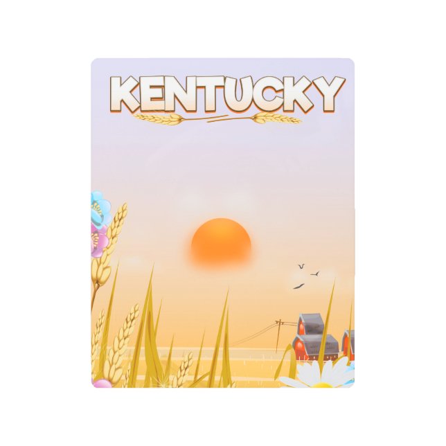 Impresión En Metal Afiche de viaje de Kentucky Cute Farm (Anverso)