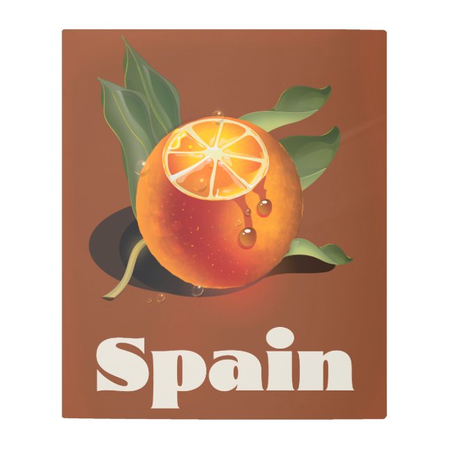 Impresión En Metal Afiche de viaje de naranja de España (Anverso)