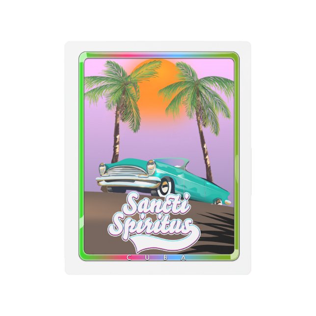 Impresión En Metal afiche de viaje de santiti espiritus Cuba. (Anverso)