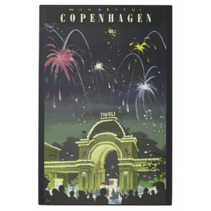 Impresión En Metal Afiche de viaje del Ilustracion de Copenhague de é