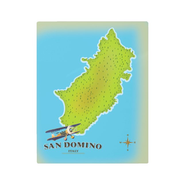 Impresión En Metal Afiche de viaje del mapa de Elba Italia (Anverso)