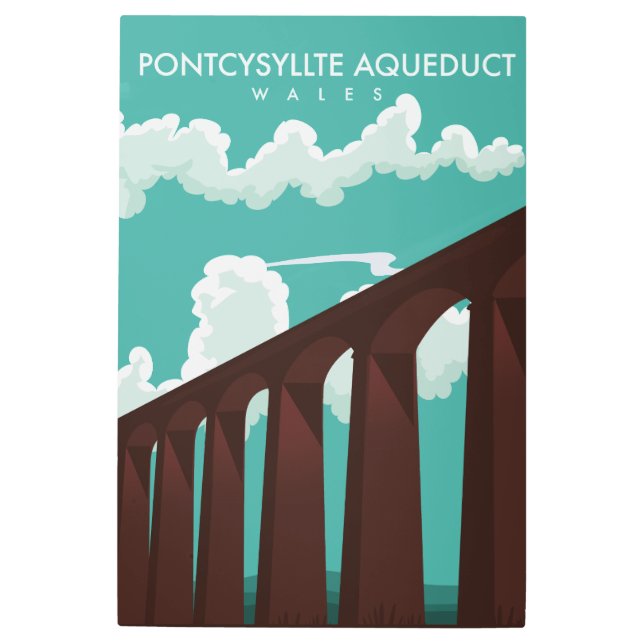 Impresión En Metal Afiche de viaje del Viaducto Leaderfoot Scotland (Anverso)