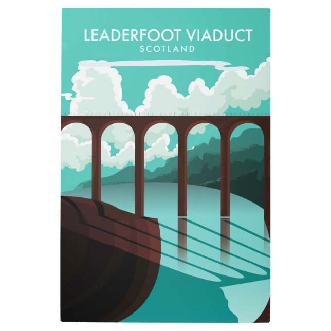 Impresión En Metal Afiche de viaje del Viaducto Leaderfoot Scotland (Anverso)