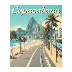 Impresión En Metal Afiche de Viaje Retro Vintage - Playa Copacabana