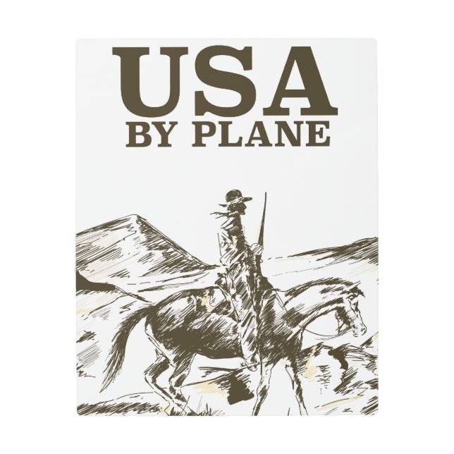 Impresión En Metal Afiche de viajes de cowboy de Estados Unidos (Anverso)