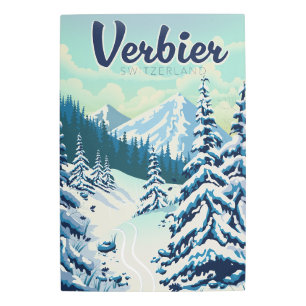 Impresión En Metal Afiche de viajes Verbier Suiza