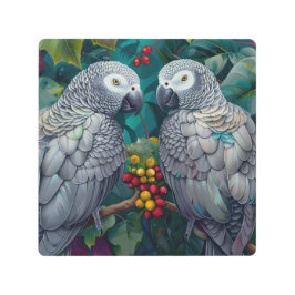Impresión En Metal African Grey Parrots Persimmon-Berry Duet 