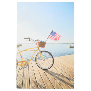 Impresión En Metal Agua Bicicleta a orillas del lago