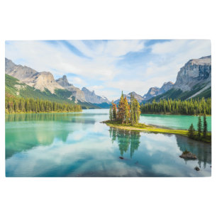 Impresión En Metal Agua Lago Maligno, Parque Nacional Jasper, Canad