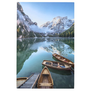 Impresión En Metal Agua   Pragser Wildsee Dolomitas Italia