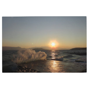 Impresión En Metal Aguas rompeolas en Croacia hermosa puesta de sol