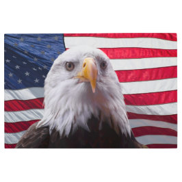 Impresión En Metal Águila calva americana y bandera americana