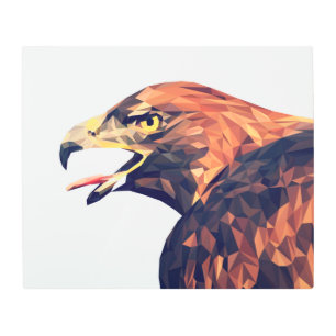 Impresión En Metal Águila dorada geométrica