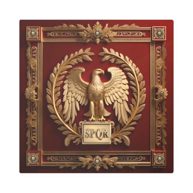 Impresión En Metal Águila Imperial Romana Oromana sobre el Rojo No. 4 (Anverso)