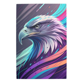 Impresión En Metal Águila Neón Fierce — Cabeza estilizada con geométr