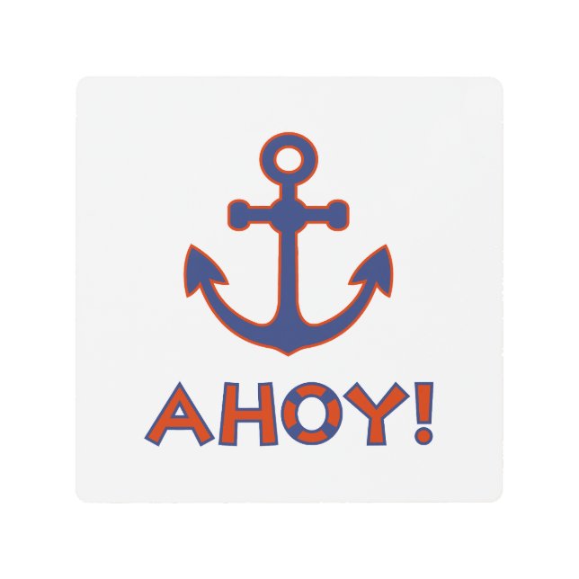 Impresión En Metal ¡AHOY! Buoy + Anchor Diseño Rojo+Azul (Anverso)