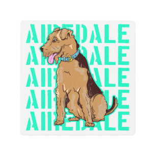 Impresión En Metal Airedale terrier sentado