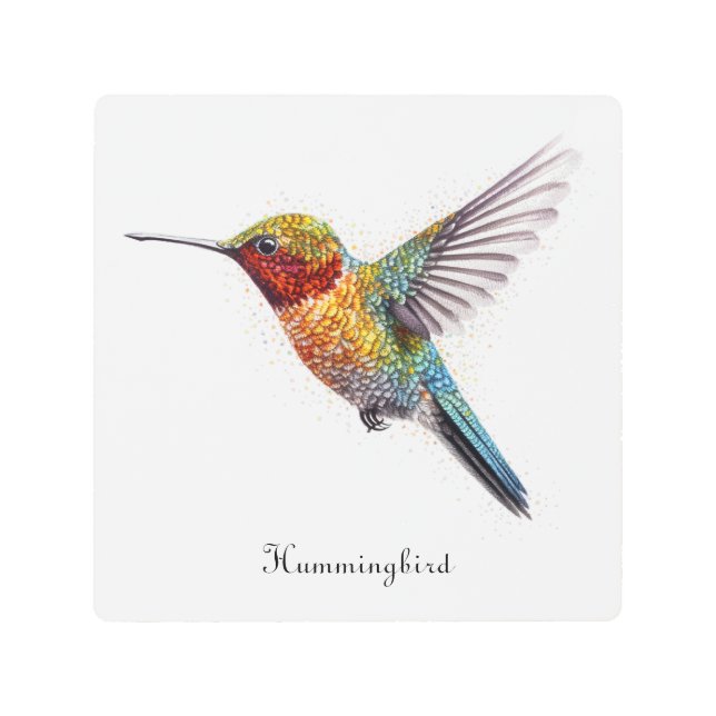 Impresión En Metal Alas arcoiris: Vibrante Hummingbird Art, personali (Anverso)
