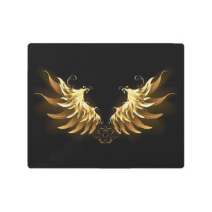 Impresión En Metal Alas del Ángel de Oro sobre fondo negro