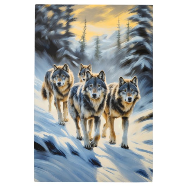Impresión En Metal Alaskan Wild Wolf Pack (Anverso)