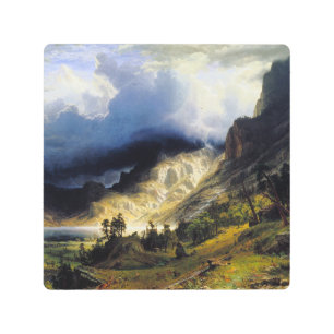 Impresión En Metal Albert Bierstadt Una tormenta en las montañas roco