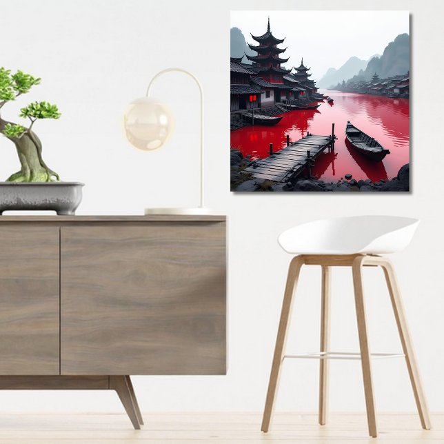 Impresión En Metal Aldea pesquera china en el lago Crimson (Subido por el creador)