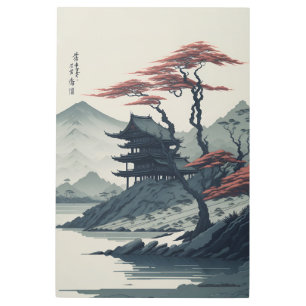 Impresión En Metal Aldeas antiguas de Fukuoka, Japón