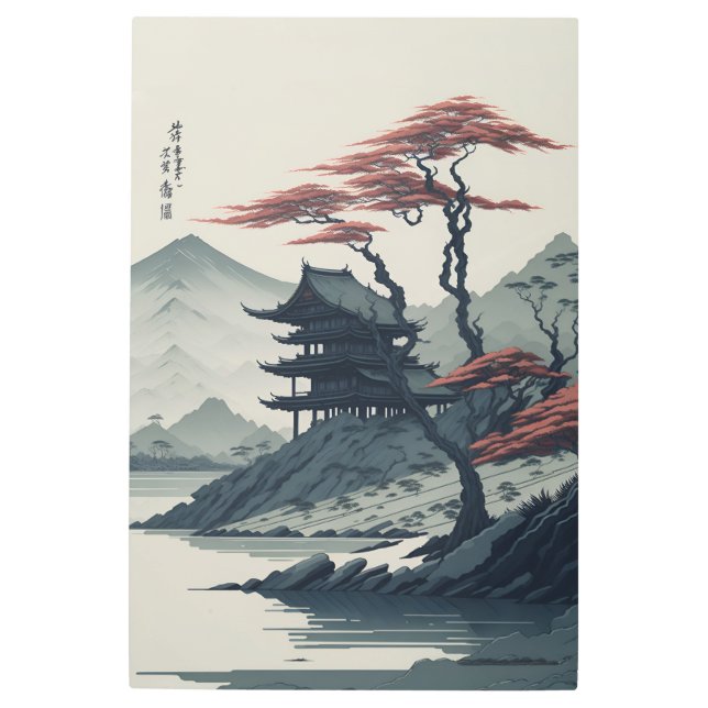 Impresión En Metal Aldeas antiguas de Fukuoka, Japón (Anverso)