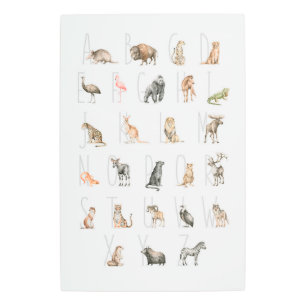 Impresión En Metal Alfabeto animal de color de agua dulce