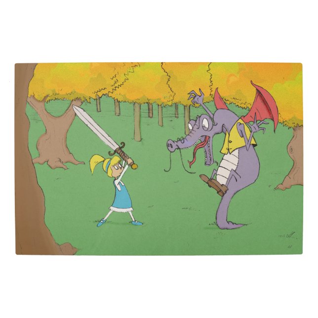 Impresión En Metal Alice luchando contra el Jabberwocky (Anverso)