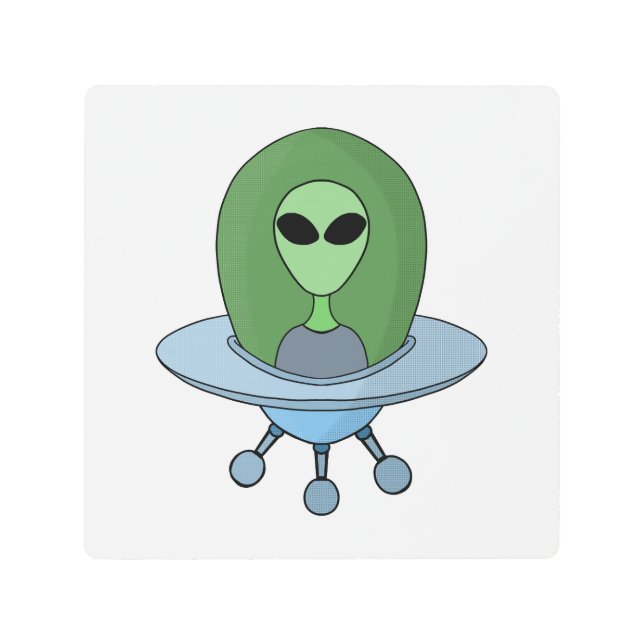 Impresión En Metal Alien en su pequeña nave espacial (Anverso)