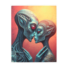 Impresión En Metal Alien Lovers Sci-Fi Metal Art