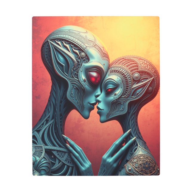 Impresión En Metal Alien Lovers Sci-Fi Metal Art  (Anverso)