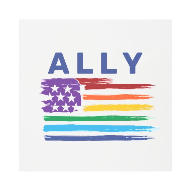 Impresión En Metal Ally Artistic Rainbow Flag (Anverso)
